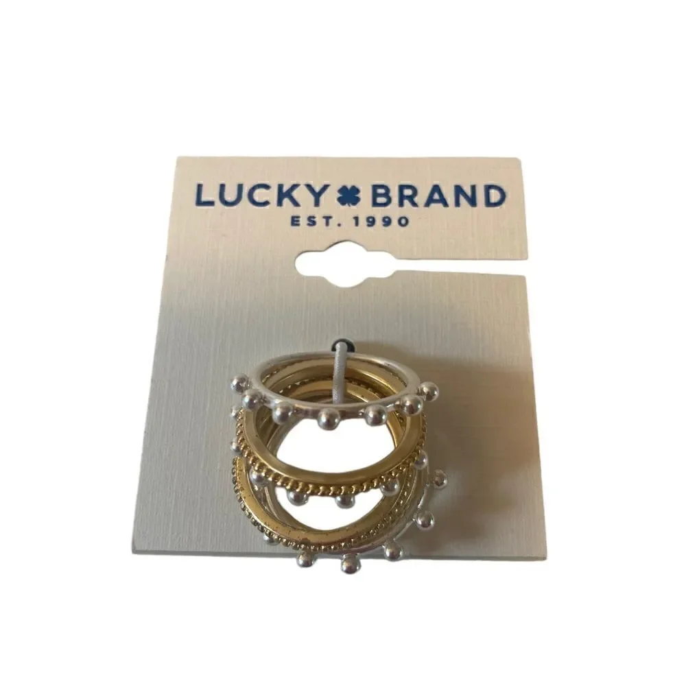 Granulated Two Toned(Silver/Gold) Ring Stack in Ladies Size 7.